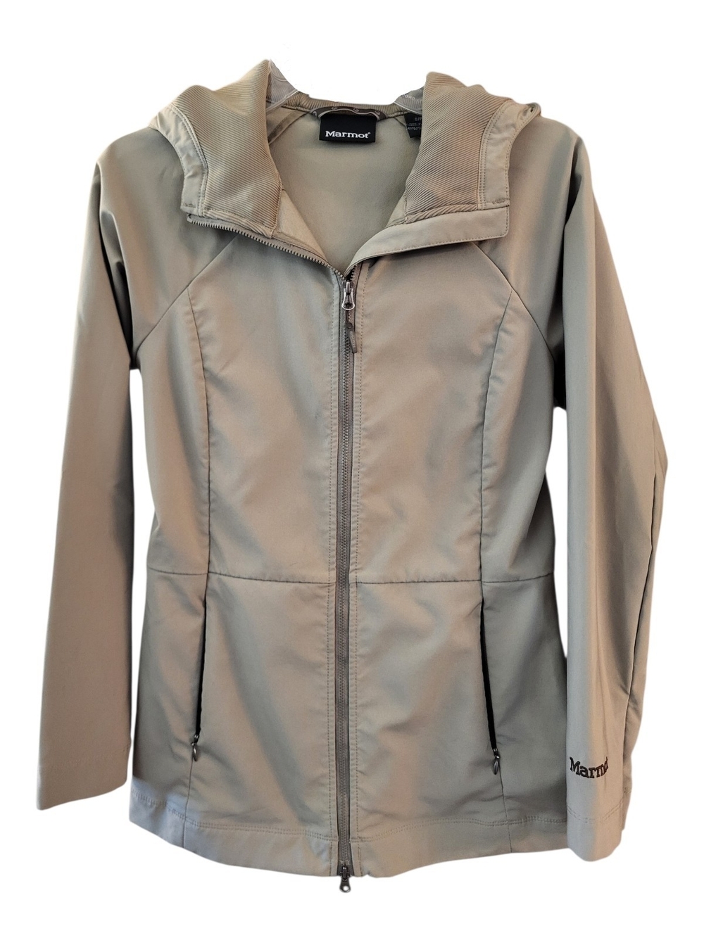 Marmot Women's Full-Zip Hooded Softshell Jacket in Light Taupe - Size S